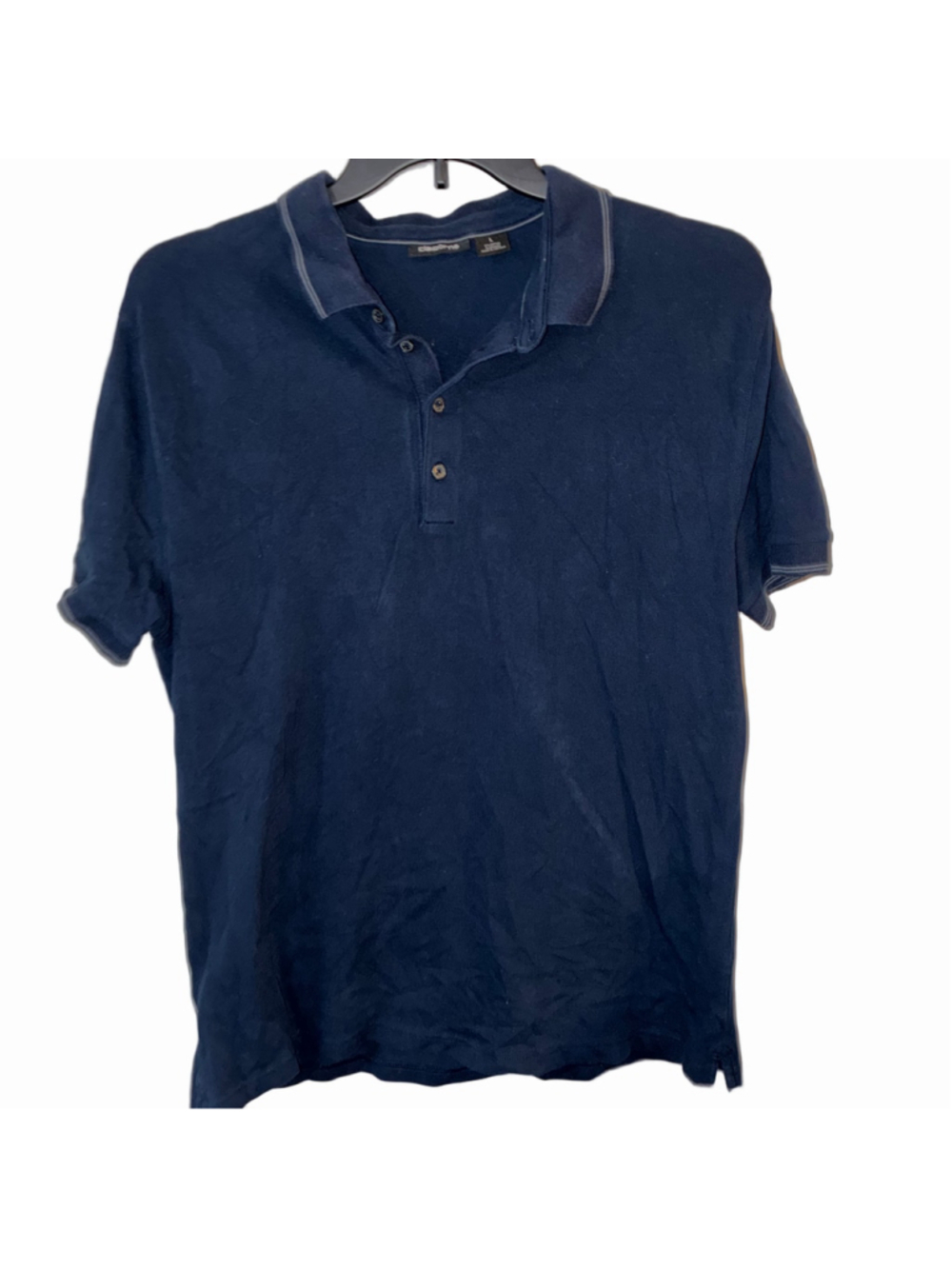 Men's Claiborne Polo Shirt Size L Navy Blue with Grey Accents